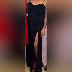 Emerald Sundae Elegant Black Maxi Dress with Slit